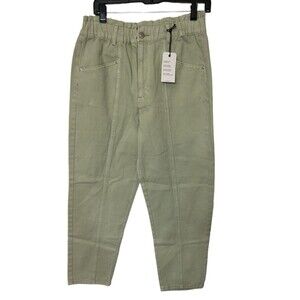 Forever 21 Paper Bag Green Cinched Waist Relaxed Fit Denim Jean High Rise